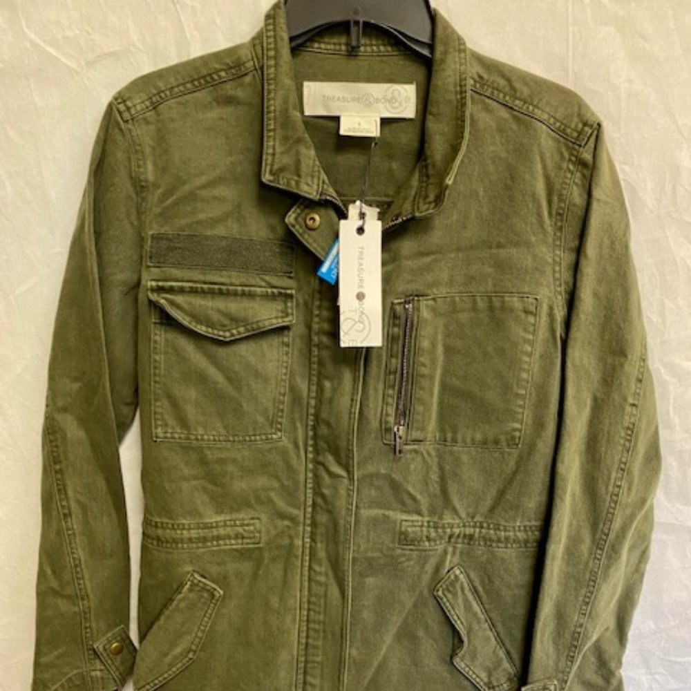 Treasure & Bond Olive Utility Jacket Size Small